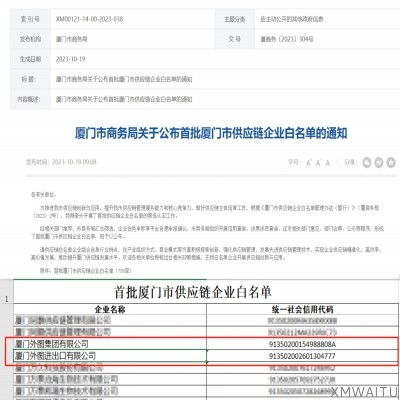 首批廈門市供應鏈企業白名單